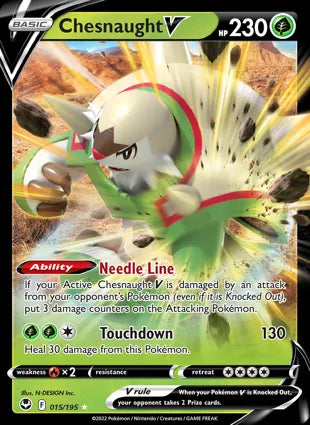 Pokémon TCG: Silver Tempest - 015 Chesnaught V-Collectible Trading Cards-Ashdown Gaming