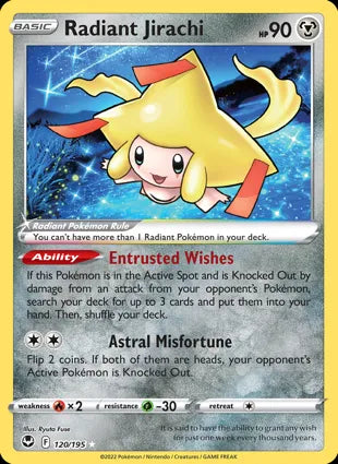 Pokémon TCG: Silver Tempest - 120 Radiant Jirachi-Collectible Trading Cards-Ashdown Gaming