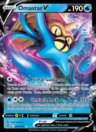 Pokémon TCG: Silver Tempest - 035 Omastar V-Collectible Trading Cards-Ashdown Gaming