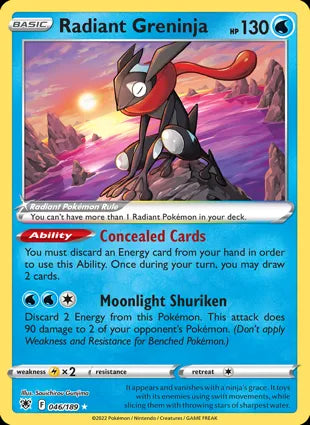 Pokémon TCG: Astral Radiance 046 Radiant Greninja-Collectible Trading Cards-Ashdown Gaming
