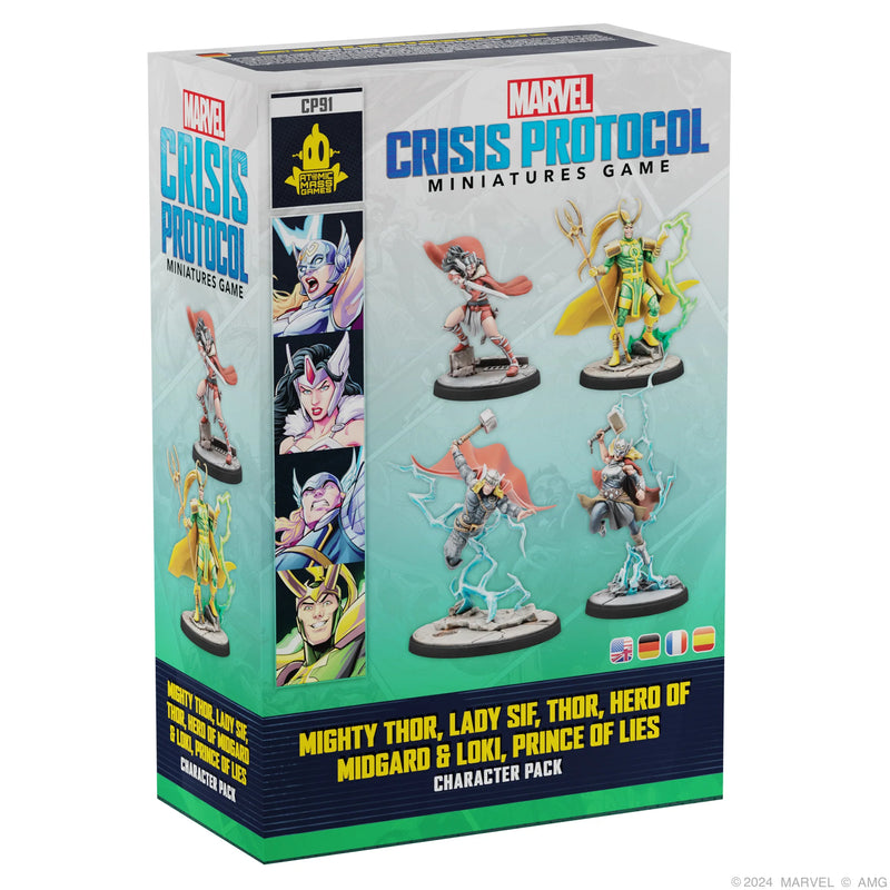 Marvel Crisis Protocol - Might THor, Lady Sif, Thor Hero of Midgard and Loki Prince of Lies-Ashdown Gaming