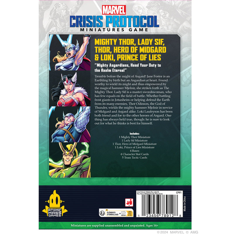 Marvel Crisis Protocol - Might THor, Lady Sif, Thor Hero of Midgard and Loki Prince of Lies-Ashdown Gaming