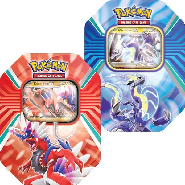 Pokemon TCG: Paldea Legends Tin (Koraidon/Miraidon)-Collectible Trading Cards-Ashdown Gaming