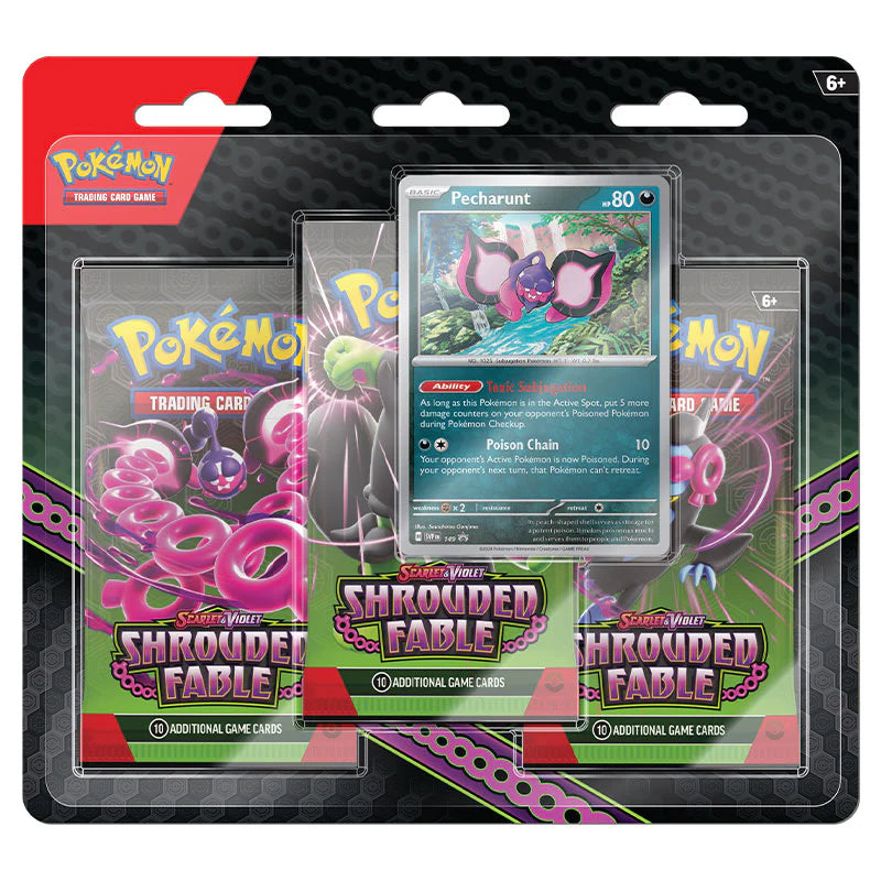 Pokemon TCG: Scarlet and Violet 6.5 Shrouded Fable 3 Pack Blister-Collectible Trading Cards-Ashdown Gaming