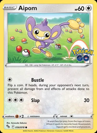 Pokémon TCG: Pokemon GO - 056 Aipom-Collectible Trading Cards-Ashdown Gaming