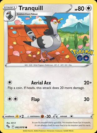 Pokémon TCG: Pokemon GO - 062 Tranquill-Collectible Trading Cards-Ashdown Gaming