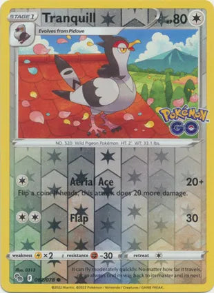 Pokémon TCG: Pokemon GO - 062 Tranquill Reverse Holo-Collectible Trading Cards-Ashdown Gaming