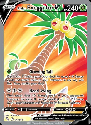 Pokémon TCG: Pokemon GO - 071 Alolan Exeggutor V-Collectible Trading Cards-Ashdown Gaming