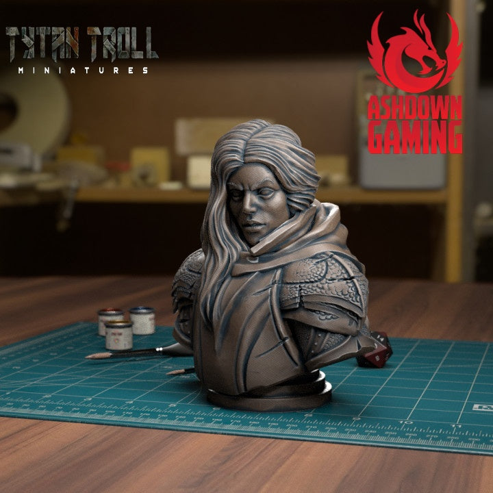 TytanTroll Miniatures: Female Armoured Bust-Bust-Ashdown Gaming