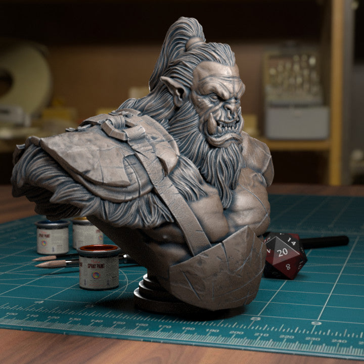 TytanTroll Miniatures: Orc Barbarian Bust-Bust-Ashdown Gaming