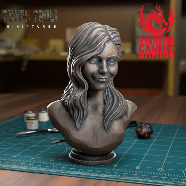 TytanTroll Miniatures: Smiling Girl Bust-Bust-Ashdown Gaming