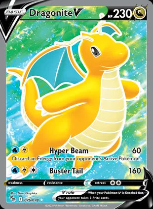 Pokémon TCG: Pokemon GO - 076 Dragonite V-Collectible Trading Cards-Ashdown Gaming