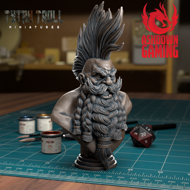 TytanTroll Miniatures: Mohawk Dwarf Bust-Bust-Ashdown Gaming