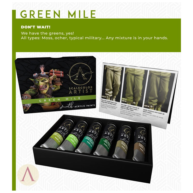 Scalecolor - Artist Range: Green Mile Paint Set-Art & Craft Paint-Ashdown Gaming